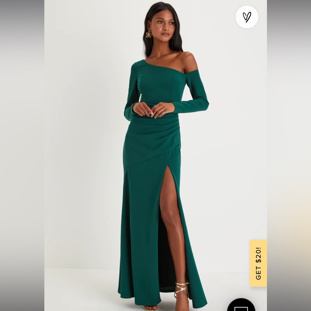 Emerald green asymmetrical maxi dress